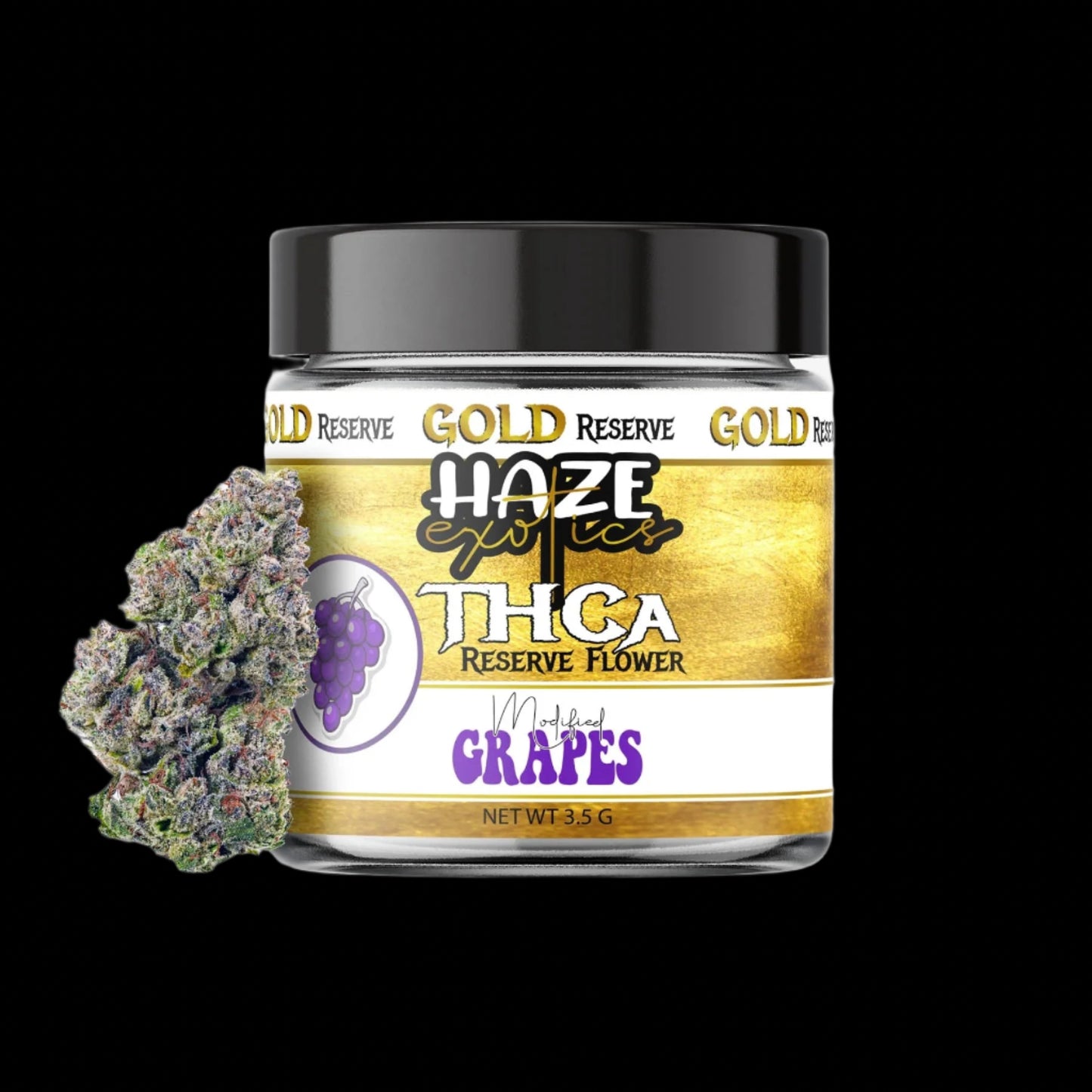 THC-A Flower / Modified Grape / 3.5g / Haze Exotics Gold Reserve