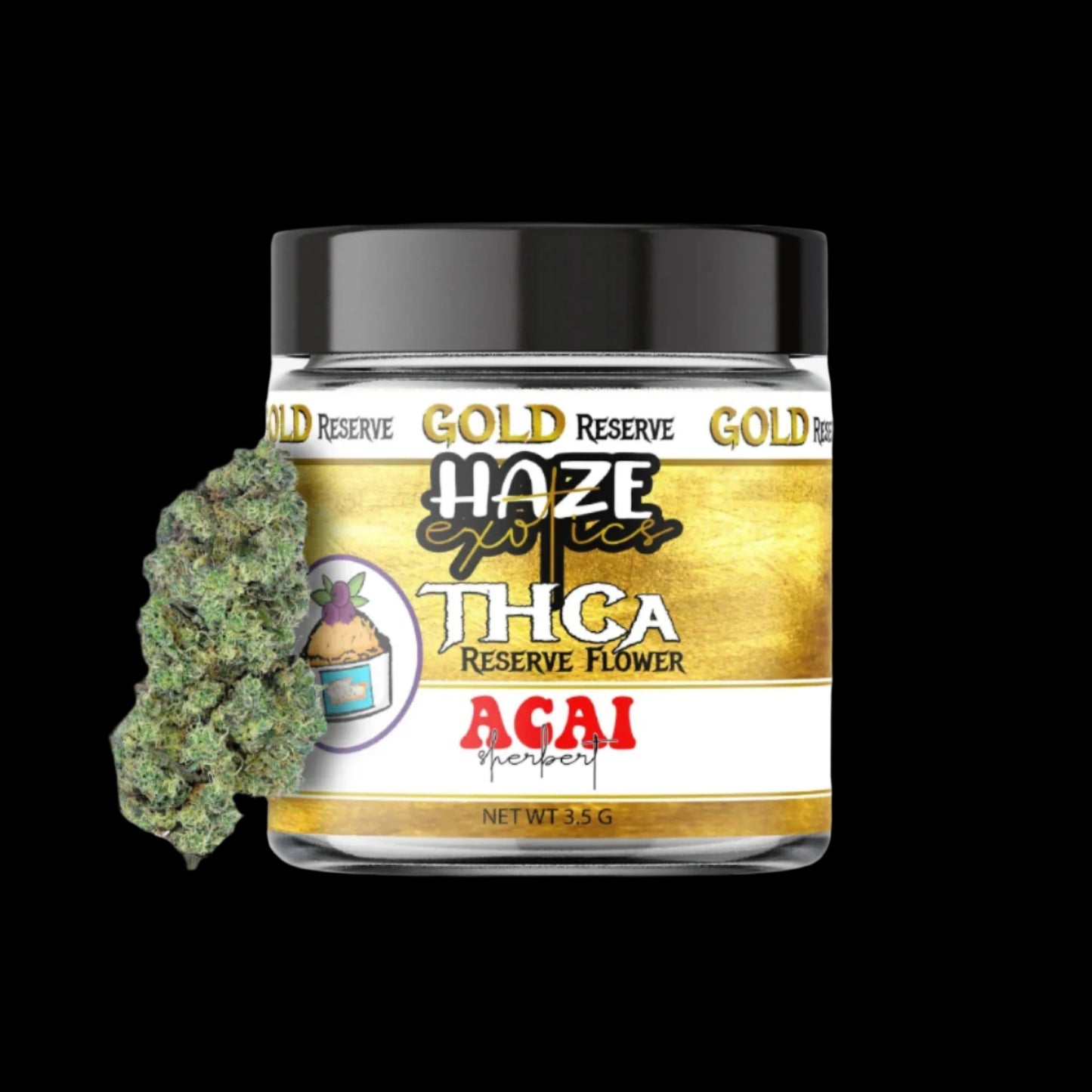 THC-A Flower / Acai Sherbert / 3.5g / Haze Exotics Gold Reserve