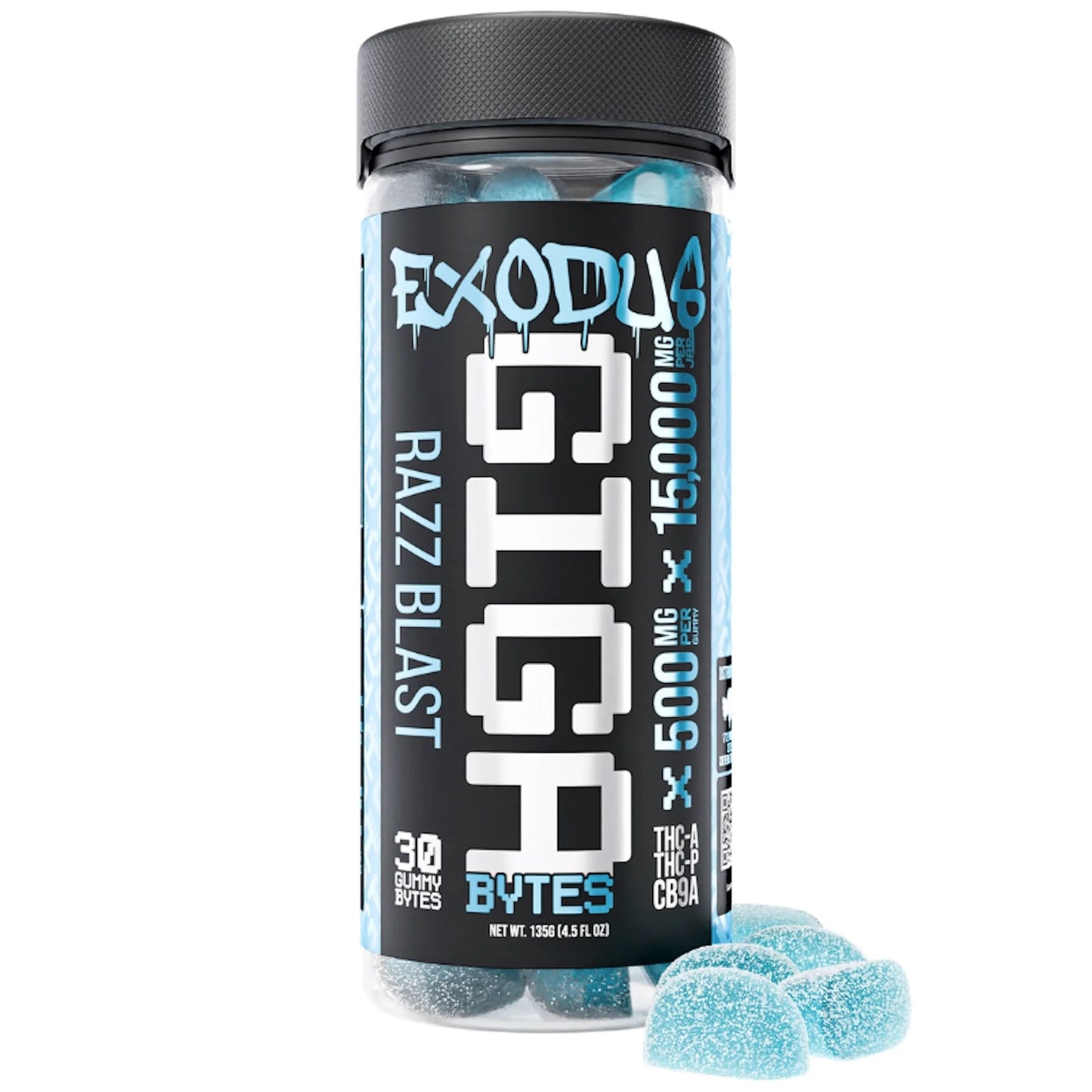 Exodus Gigabyte Razz Blast THC-A Gummies / 500mg/gummy / 30ct